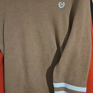 PINK Victoria's Secret Brown Crewneck Sweater with White Stripes